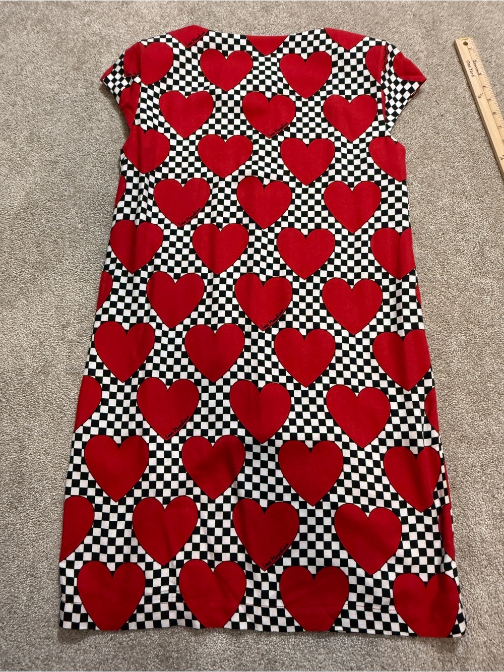 Love Moschino Heart Checkerboard Shift Dress | NWT | Pop Art Graphic | Size 6 - Picture 16 of 16